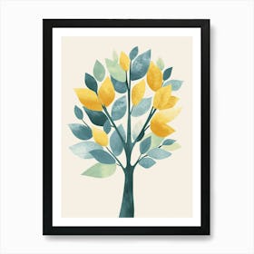 Mahogany Tree Flat Illustration 8 Art Print