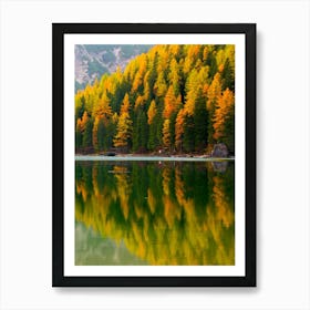 Autumn Trees Reflected In A Lake 1 Art Print