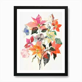 Poinsettia 2 Collage Flower Bouquet Art Print