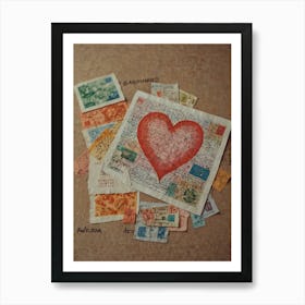 Postage Stamp Heart Art Print