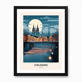 Winter Night  Travel Poster Cologne France Art Print