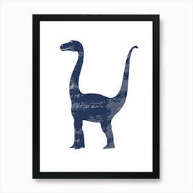 Navy Blue Dinosaur Silhouette 4 Art Print