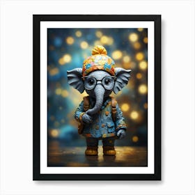 Elephant With Glasses Art Print