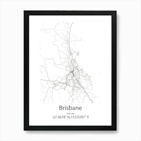 Brisbane,Australia Minimalist Map Art Print