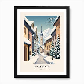 Vintage Winter Travel Poster Hallstatt Austria 4 Art Print