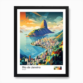 Rio De Janeiro, Brazil, Geometric Illustration 3 Poster Art Print