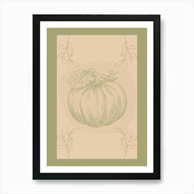 Pumpkin With Leaves Art Print