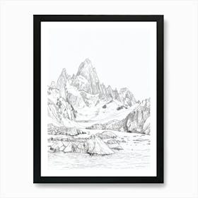 Vinson Massif Antarctica Line Drawing 5 Art Print