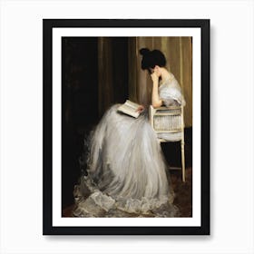 Portrait Woman Reading A Book Art Print