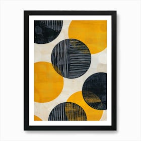 Yellow And Black Circles Art Print