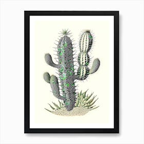 Fishhook Cactus William Morris Inspired 1 Art Print