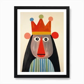 Little Baboon 1 Wearing A Crown Art Print