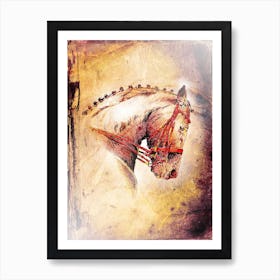 Horse Drawing Art Illustration In A Photomontage Style 20 Art Print