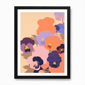 Pansies Flower Big Bold Illustration 1 Art Print