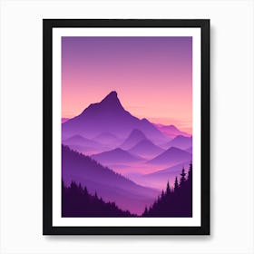 Misty Mountains Vertical Composition In Purple Tone 16 Art Print