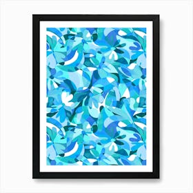 Abstract Flowers - Blue Art Print