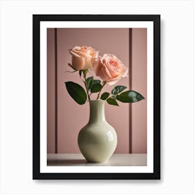 A Vase Of Pink Roses 67 Art Print