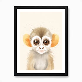 Watercolour Jungle Animal Baby Squirrel Monkey 1 Affiche