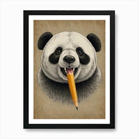 Panda Bear With Pencil 1 Art Print