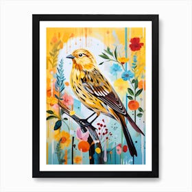 Bird Painting Collage Yellowhammer 3 Art Print