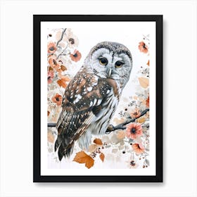 Boreal Owl Japanese Painting 4 Art Print