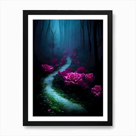 Roses In The magical Forest Art Print