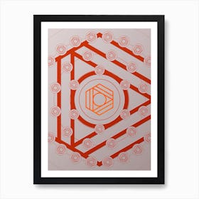 Geometric Glyph Abstract Circle Array in Tomato Red n.0163 Art Print