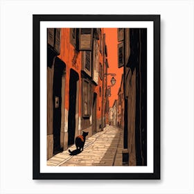 Painting Of Florence With A Cat Drawing 1 Art Print