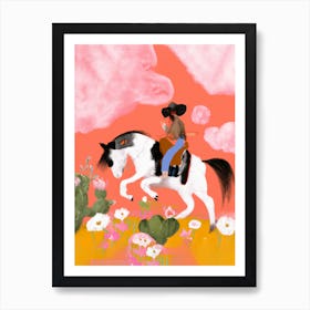Pink Desert Cowboy Art Print