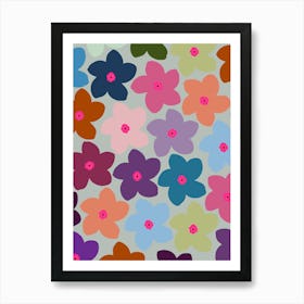 Colorful Retro Floral Art Print