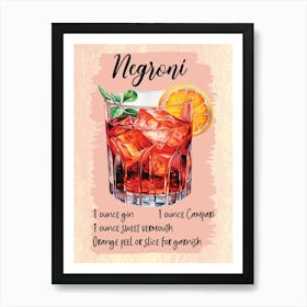 Negroni Cocktail Art Print