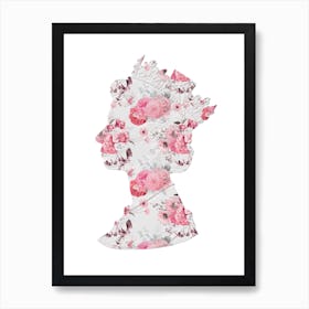 Queen Elizabeth II Floral Portrait Art Print Art Print