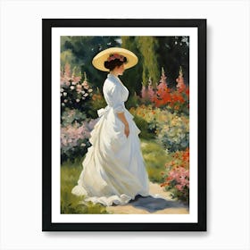 Lady In White Art Print