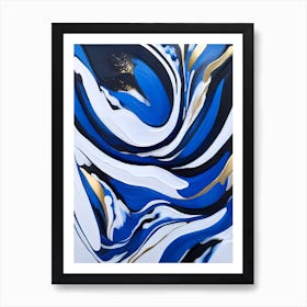 Peace Blue Gold Abstract Psychedelic Fluid III Art Print