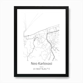 Neo Karlovasi,Greece Minimalist Map Art Print