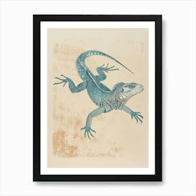 Pastel Blue Mexican Spiny Tailed Iguana Block Print Art Print