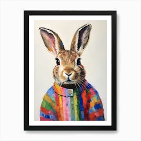 Baby Animal Wearing Sweater Hare 2 Art Print