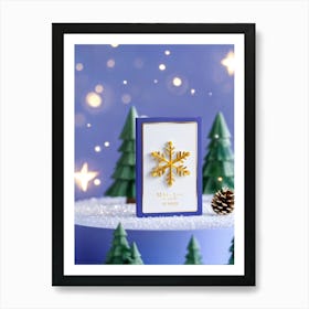 A High Definition Digital Render Of A Sleek Card Lit With Festive Light Dressed In Rich Holiday Co (1) 2 Art Print