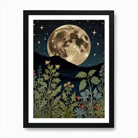 Moonlight In The Meadow Style William Morris Art Print 9 Art Print