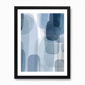 Watercolor Blue Shapes Art Print