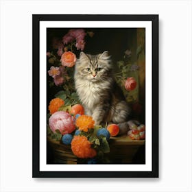 Cute Cat Rococo Style Painting 4 Art Print