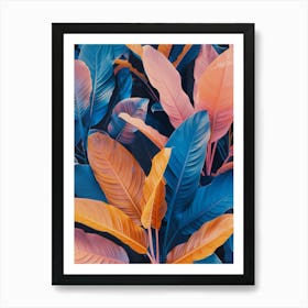 Pastel Tropical Leaves Art Print