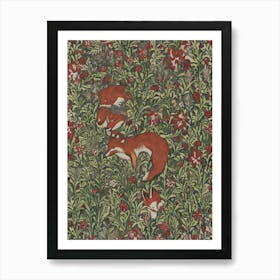 Foxes In The Grass Art Print