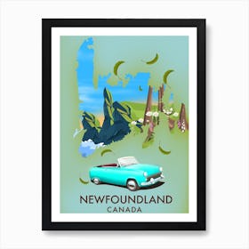 Newfoundland Canada Travel map Art Print