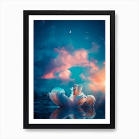 Pair Of White Swans In Love Art Print