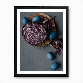 Blue Cabbage And Eggs 2 Art Print