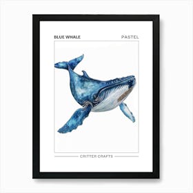 Blue Whale Pastel Watercolour 2 Poster Art Print