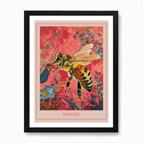 Floral Animal Painting Honey Bee 4 Poster Art Print