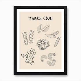 Pasta Club Poster B&W Art Print