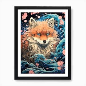 Fox In The Waves Art Print